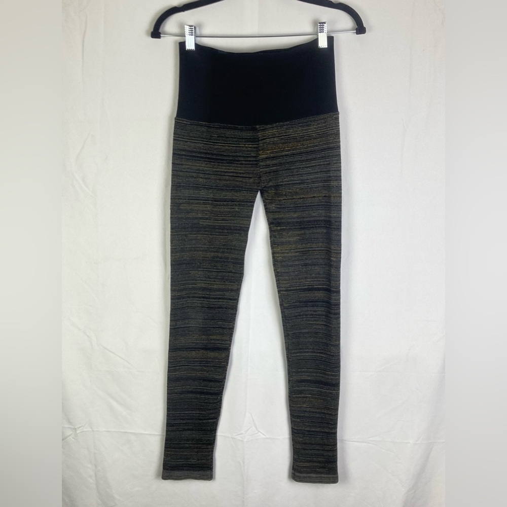 M Rena One Size Leggings Stretch Yoga Bohemian Seamless Striped High Waist EUC